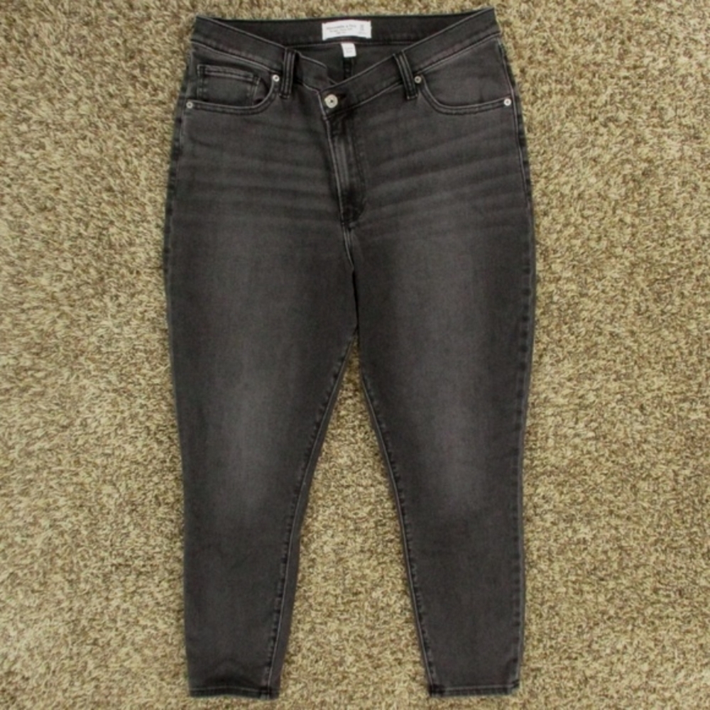 Abercrombie & Fitch Jeans Women's 14 Black Gray Super Skinny Ankle High Rise